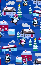 CK856 V-Neck 2 Pocket Print Top by Cherokee - Playing Penguins