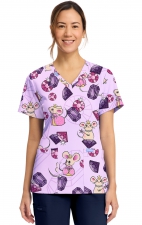 CK856 V-Neck 2 Pocket Print Top by Cherokee - Princess Mouse