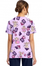 CK856 V-Neck 2 Pocket Print Top by Cherokee - Princess Mouse