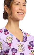 CK856 V-Neck 2 Pocket Print Top by Cherokee - Princess Mouse