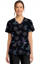 CK856 V-Neck 2 Pocket Print Top by Cherokee - Roller Disco