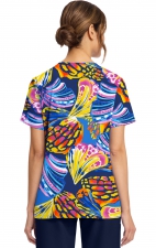 CK856 V-Neck 2 Pocket Print Top by Cherokee - Winging It