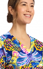 CK856 V-Neck 2 Pocket Print Top by Cherokee - Winging It