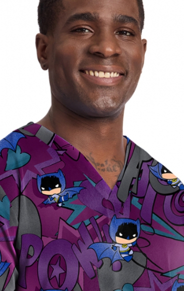 TF788 Tooniforms Men's Print 2 Pocket V-Neck Top by Cherokee Uniforms - Comic Hero TF788 Tooniforms Men's Print 2 Pocket V-Neck Top by Cherokee Uniforms - Comic Hero