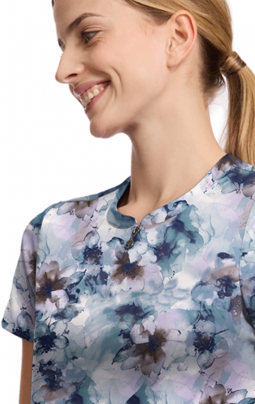 HH911 Ivy 3 Pocket Print Top by Healing Hands - Underwater Blooms HH911 Ivy 3 Pocket Print Top by Healing Hands - Underwater Blooms