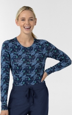 2409 Wink Layers Silky Long Sleeve Print Top - Beachy Blooms Navy
