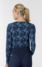 2409 Wink Layers Silky Long Sleeve Print Top - Beachy Blooms Navy