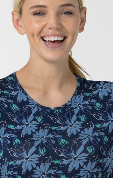 2409 Wink Layers Silky Long Sleeve Print Top - Beachy Blooms Navy 2409 Wink Layers Silky Long Sleeve Print Top - Beachy Blooms Navy