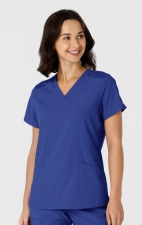 6145 W123 Flex-n-Reach Side Panel Curved V-Neck Top by WINK