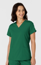 6145 W123 Flex-n-Reach Side Panel Curved V-Neck Top by WINK