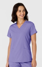 6145 W123 Flex-n-Reach Side Panel Curved V-Neck Top by WINK
