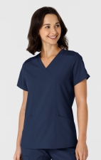 6145 W123 Flex-n-Reach Side Panel Curved V-Neck Top by WINK