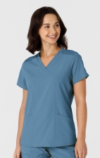 6145 W123 Flex-n-Reach Side Panel Curved V-Neck Top by WINK