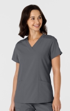 6145 W123 Flex-n-Reach Side Panel Curved V-Neck Top by WINK