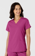 6145 W123 Flex-n-Reach Side Panel Curved V-Neck Top by WINK