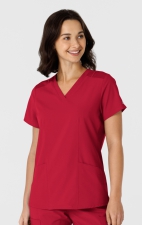 6145 W123 Flex-n-Reach Side Panel Curved V-Neck Top by WINK