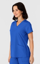 6145 W123 Flex-n-Reach Side Panel Curved V-Neck Top by WINK