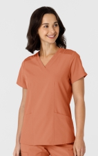 6145 W123 Flex-n-Reach Side Panel Curved V-Neck Top by WINK