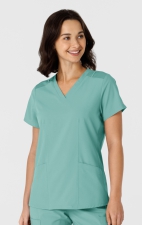 6145 W123 Flex-n-Reach Side Panel Curved V-Neck Top by WINK