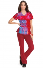 370PLM koi Lite Reform V-Neck Print Top - Vibrant Watercolor