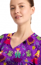 TF794 Tooniforms 2 Pocket V-Neck Print Top by Cherokee - Bunch Of Hocus Pocus