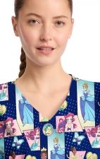 TF794 Tooniforms 2 Pocket V-Neck Print Top by Cherokee - Comic Princess