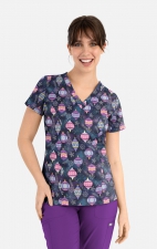 1797 Maevn Curved V-Neck Print Top - Frosted Ornaments