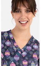 1797 Maevn Curved V-Neck Print Top - Frosted Ornaments