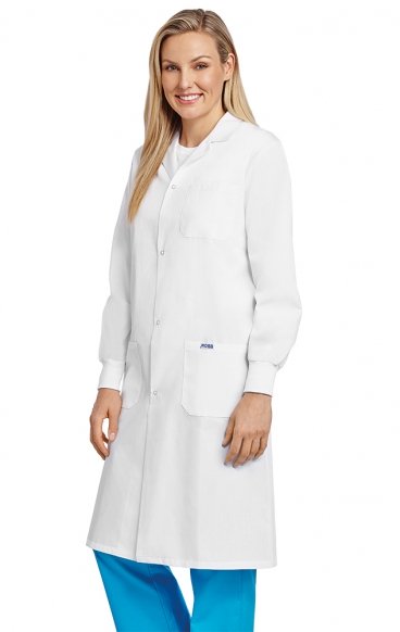 L507 MOBB Full Length Unisex Snap Front Lab Coat with Knitted Cuffs - Women's View