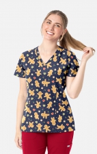 1797 Maevn Curved V-Neck Print Top - Gingerbread Zen