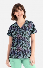 1797 Maevn Curved V-Neck Print Top - Love In Every Paw