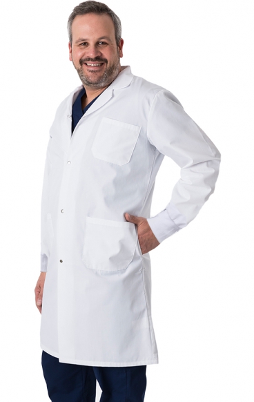 4533 Classix Unisex Snap Front Full Length 42" Cuffed Lab Coat by Greentown (Men's View)