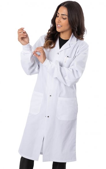 4622 Classix Unisex Snap Front Full Length Lab Coat 100% Cotton With Cuffs by Greentown