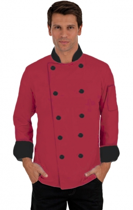 CC250 RED-BLACK Classic Chef Coat - Men's View