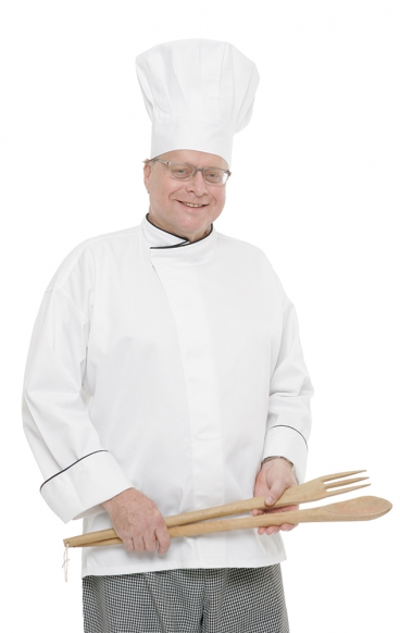 *FINAL SALE CC270 MOBB White/Black Contrast Unisex Mandarin Chef Coat
