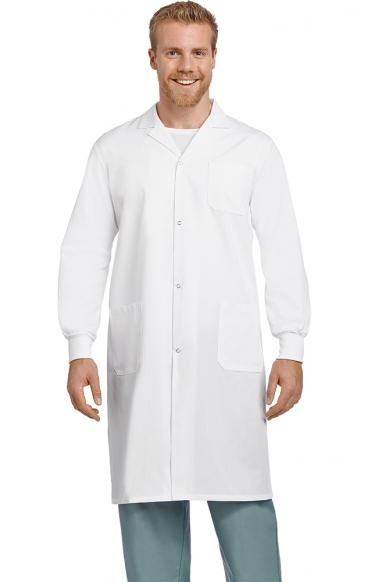 L507 Full Length Unisex Lab Coat Snap Front With Knitted Cuffs - Men's View