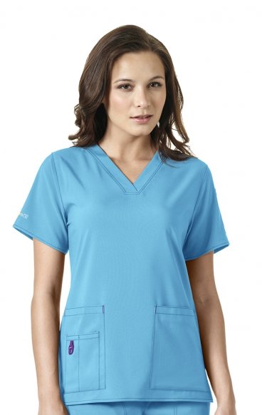 *FINAL SALE CYAN C12110 Carhartt Force® Cross-Flex Scrubs - V-Neck Tech Top