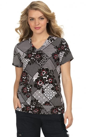 *FINAL SALE 384PR koi Basics Leslie Top - Patchwork Flower