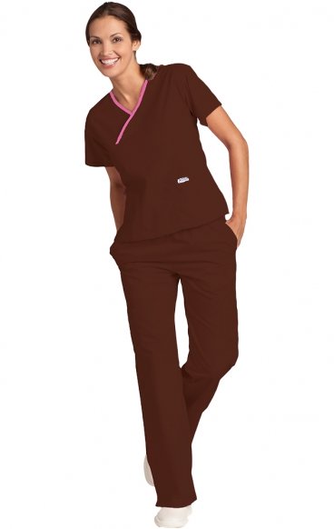 *FINAL SALE MOBB 323/312 Brown/Dusty Rose Two Piece Criss Cross Flip Flap Scrub Set *FINAL SALE MOBB 323/312 Brown/Dusty Rose Two Piece Criss Cross Flip Flap Scrub Set