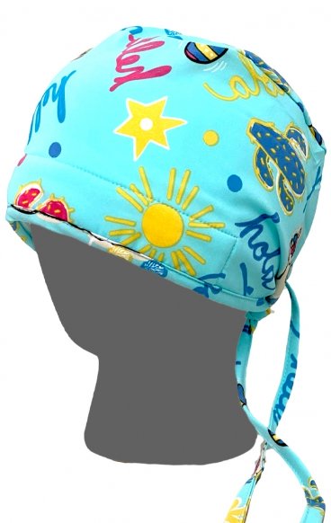 GTCP Zinnia Stretch Unisex Scrub Caps - Print: Fiesta Llamas