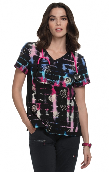 *FINAL SALE 385PR koi Raquel Print Top - Tie Dye Snowflake