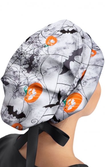 *FINAL SALE 1002PRT-HEV Healing Hands Sloan Halloween Black Bouffant Print Scrub Cap *FINAL SALE 1002PRT-HEV Healing Hands Sloan Halloween Black Bouffant Print Scrub Cap