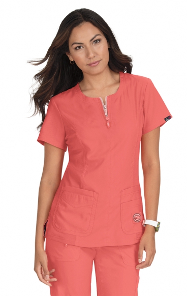 *FINAL SALE 2XL 317 Koi Lite™ Scrubs Serenity Double Zipper Top