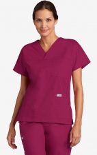 V-Neck Three Pocket Dolman Sleeve MOBB Scrub Top - Burgundy (BU)