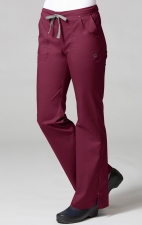 9102 Maevn Blossom - Multi Pocket Fashion Flare Pant - Wine/Silver