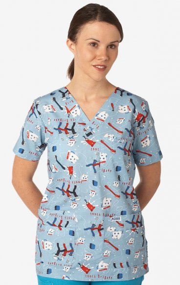 *FINAL SALE 320T Dental Brigade MOBB V-Neck Print Scrub Top