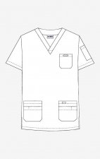 320T Brown Polka Dot MOBB V-Neck Print Scrub Top