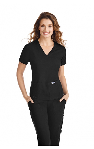 *FINAL SALE 2XL T3020 Mentality Pearl Flex Panel V-Neck Top by Mobb *FINAL SALE 2XL T3020 Mentality Pearl Flex Panel V-Neck Top by Mobb