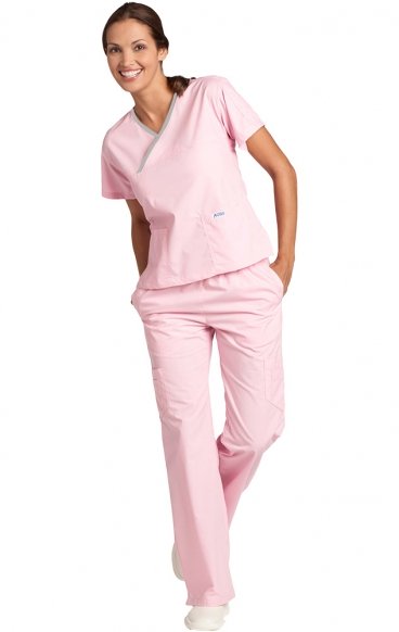 *FINAL SALE MOBB 323/312 Pink/Grey Two Piece Criss Cross Flip Flap Scrub Set