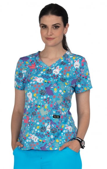 *FINAL SALE 384PR koi Basics Leslie Print Top - Chicks and Bunnies *FINAL SALE 384PR koi Basics Leslie Print Top - Chicks and Bunnies